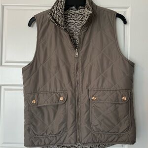 Quilted Brown Vest with Sherpa Lining